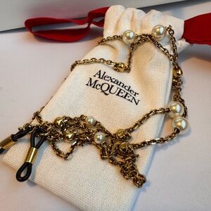 Alexander McQueen Brass Scull and Pearl Eyewear Sunglasses eyeglasses Chain